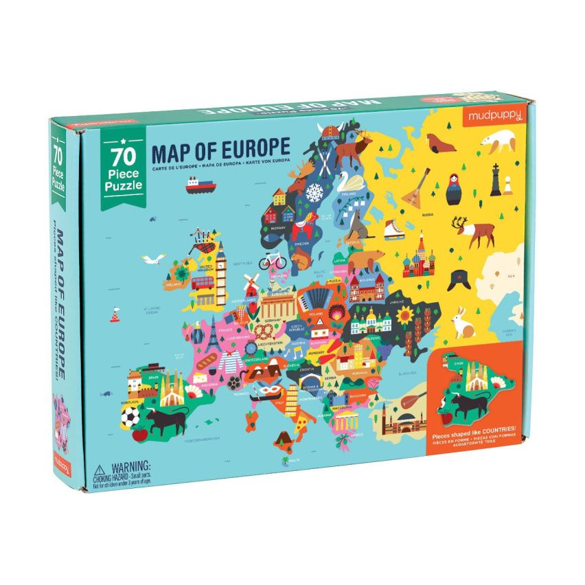Europa puzzel 70 stukken, Mudpuppy