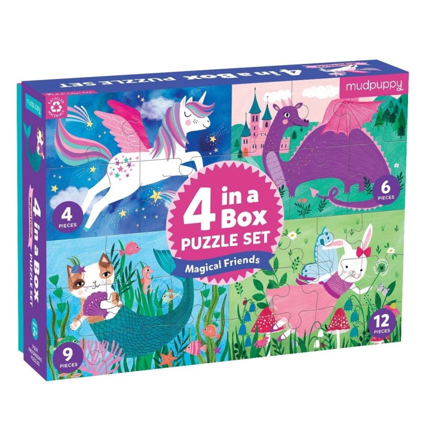 4 In a Box puzzelset Magical Friends, Mudpuppy