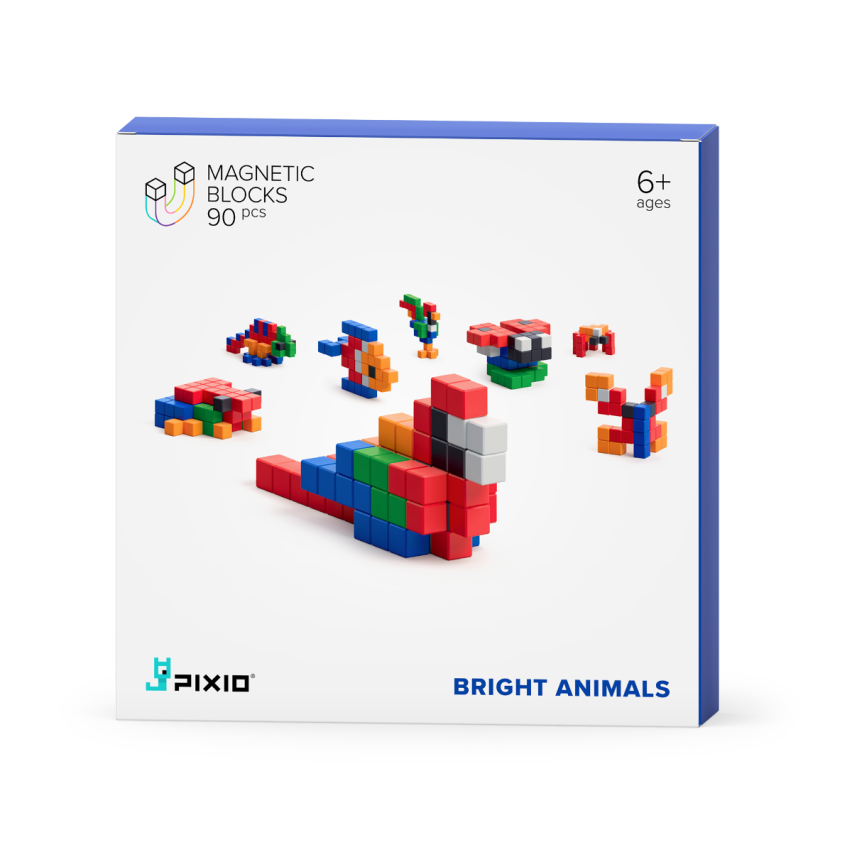 Bright Animals - 90 magneetblokjes, Pixio